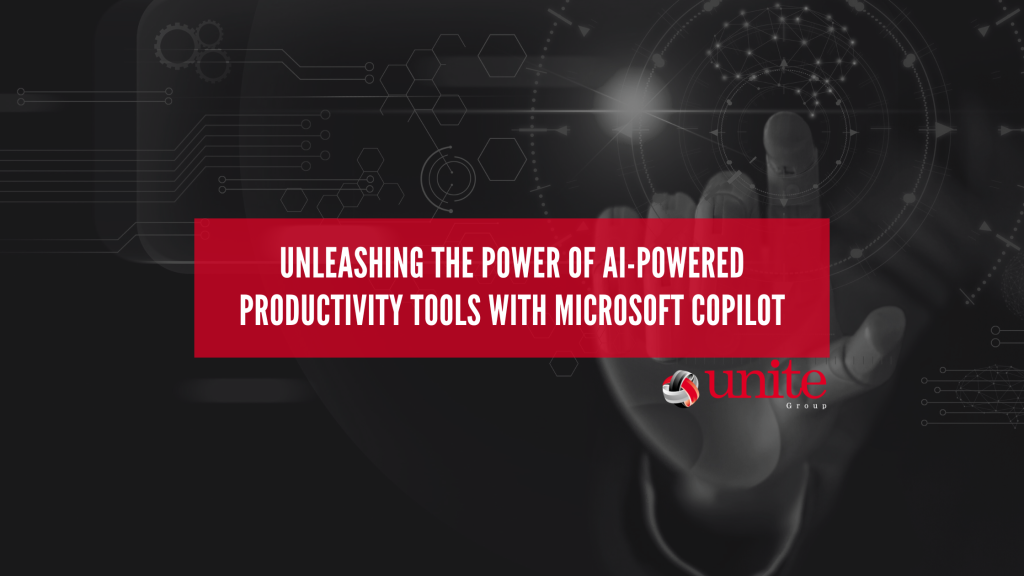 text reads: Unleashing the Power of AI-Powered Productivity Tools with Microsoft CoPilot