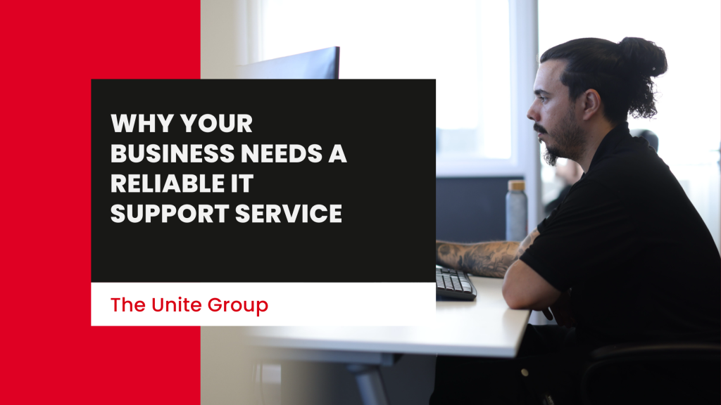 Unite group employee working on a computer at a desk