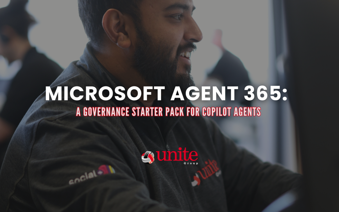 A unite group employee sat at a desk smiling -Microsoft Agent 365: A Governance Starter Pack for Copilot Agents